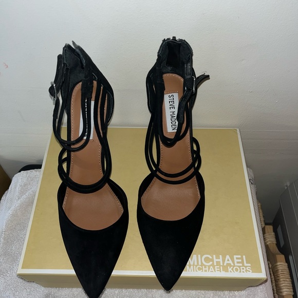 Black Steve Madden Suede Heels size 9.5 NWB - Picture 5 of 8